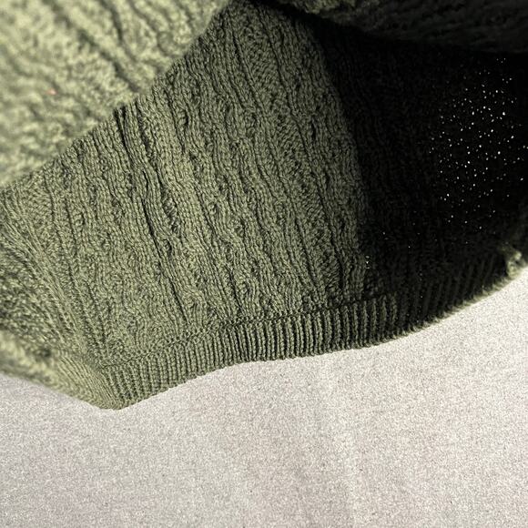 Aran Craft Merino Wool Zip-Front Cardigan Cardi Green Size Medium - Picture 10 of 12